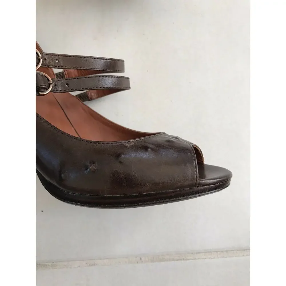 Max Studio Xpand Leather Peep Toe Heels